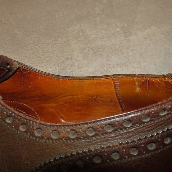 J.M. Weston 398 Vintage Brown Calf Leather Brogues US 10.5 E - Picture 11 of 11